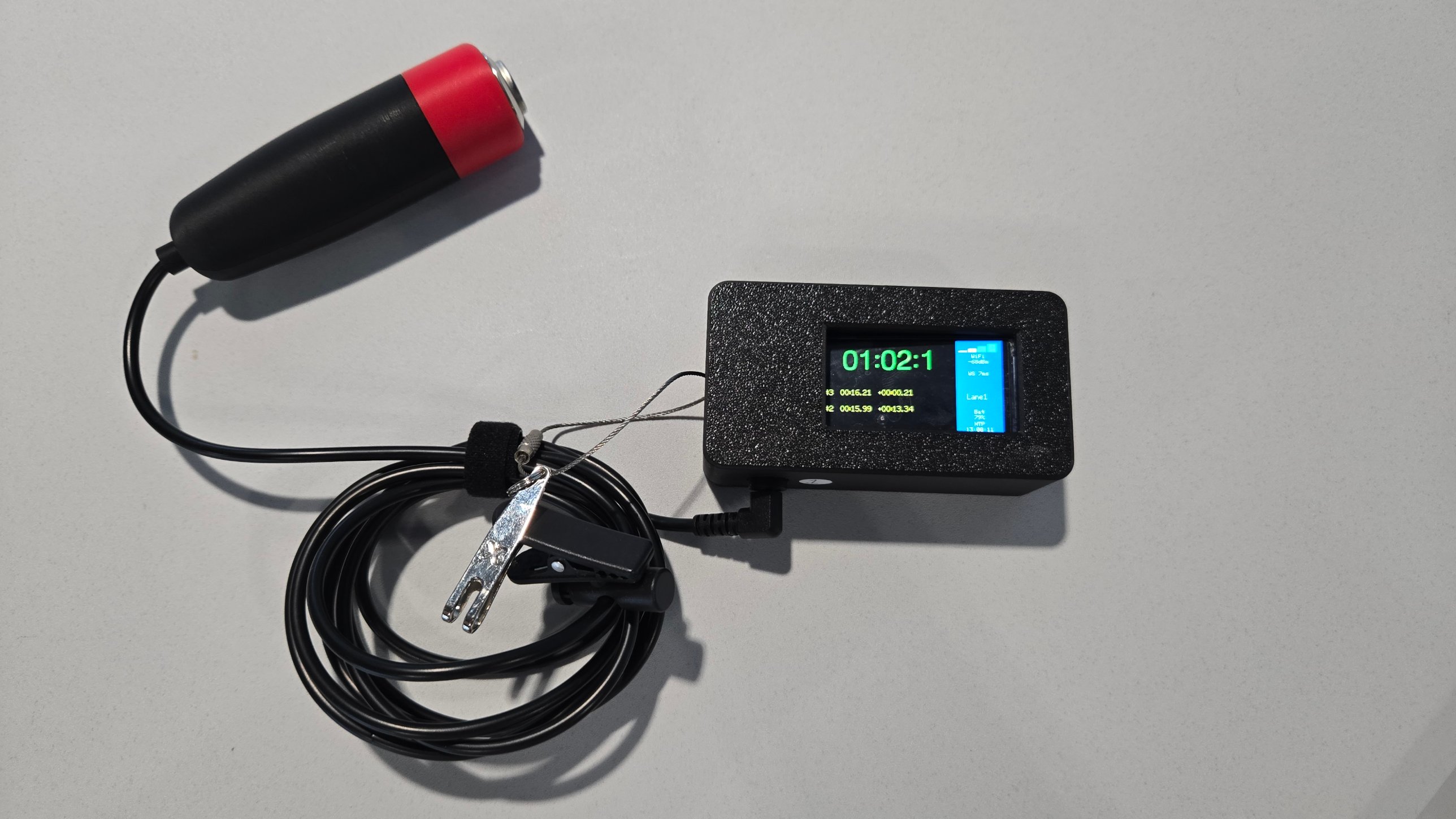 Baantimer met aangesloten splitknop, kabel en klem